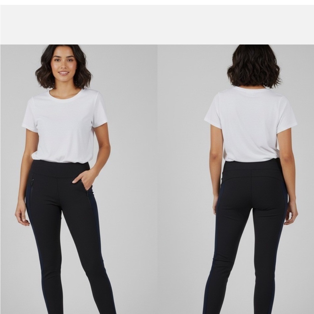 Athleta Stellar Zip Pocket Pants Legging - Colorblock Black/Ink, Size M